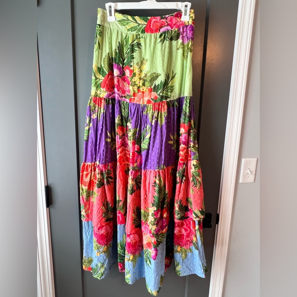 FARM Rio for Anthropologie Colorful Floral Maxi Skirt